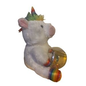 Unicorn Plush Pink w/Rainbow Mane Tail 12" Walmart Confetti ball Globe‎
